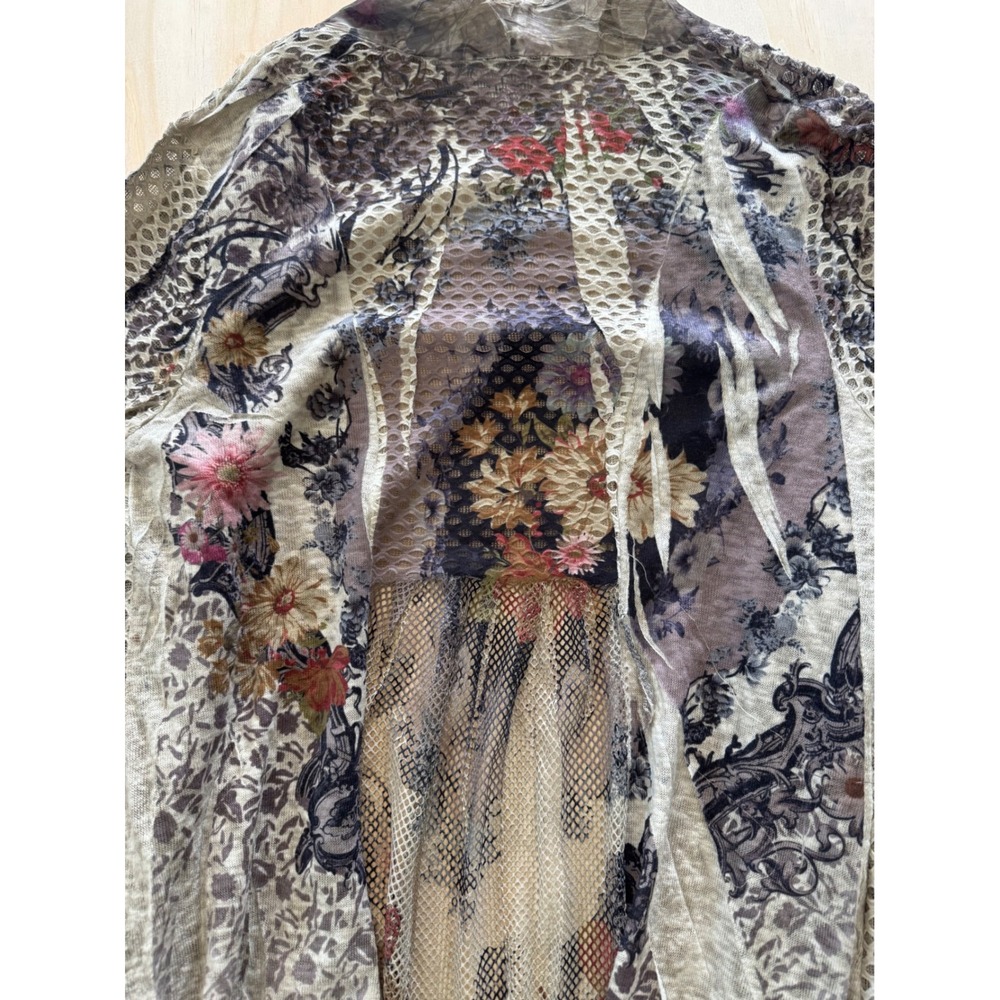 Kamana Womens M Cardigan Duster Mesh Mixed Media Floral Boho Cottagecore Indie - Picture 8 of 11